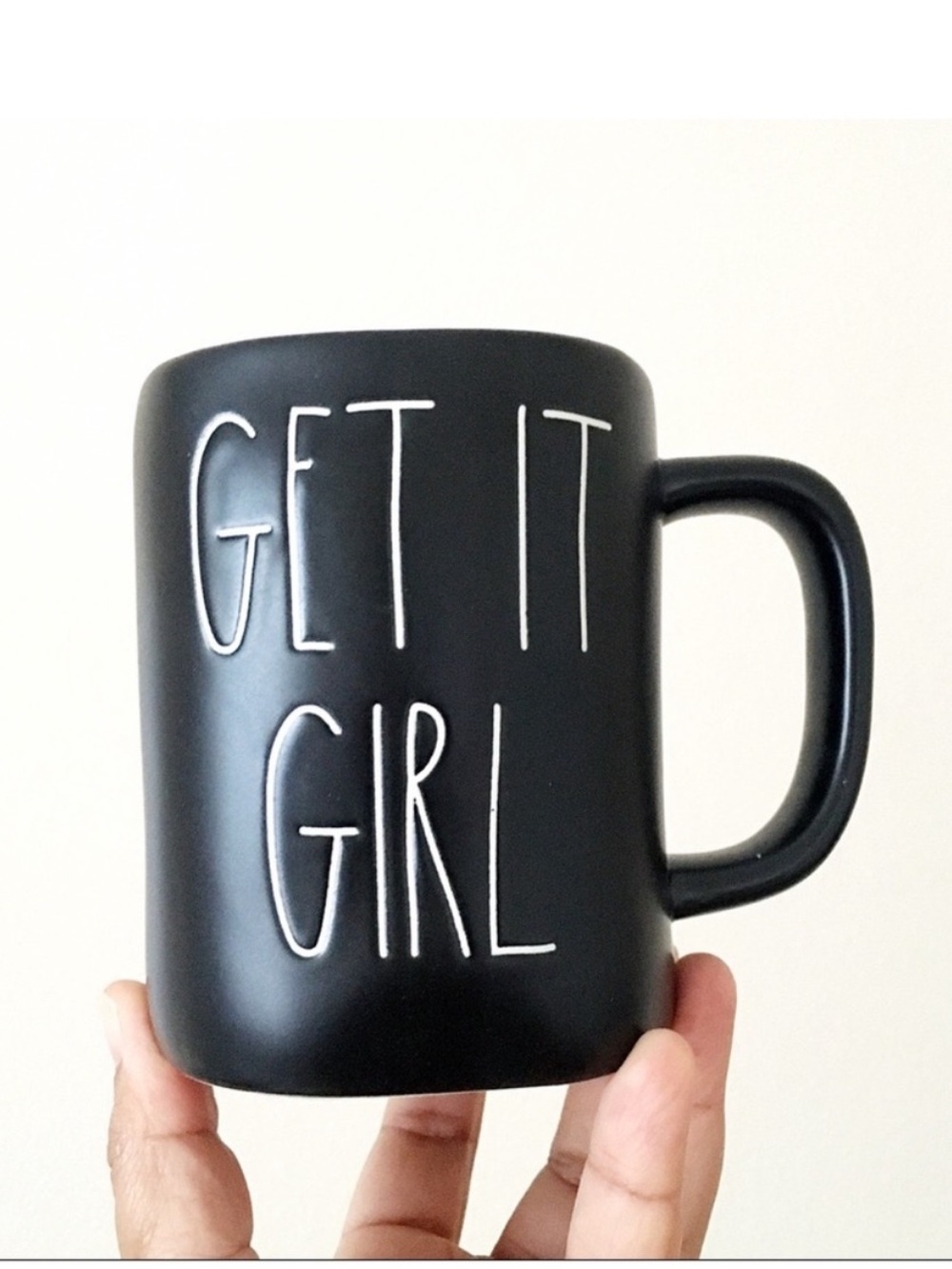 Rae Dunn GET IT GIRL Black Ceramic Mug - Inspirational Drinkware